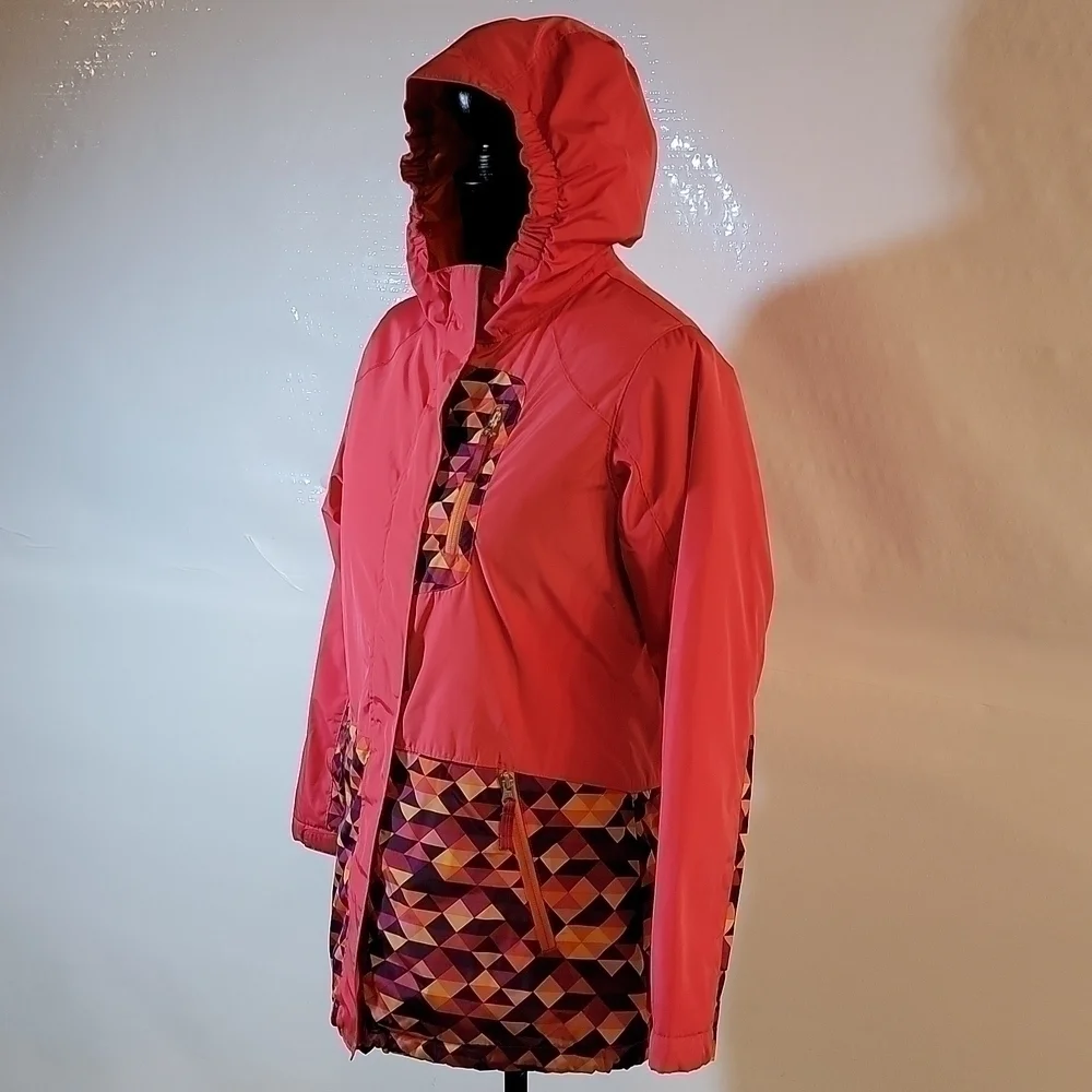 LANDS End Kids pink orange purple jacket coat with zip pockets size 14 - Picture 2 of 16